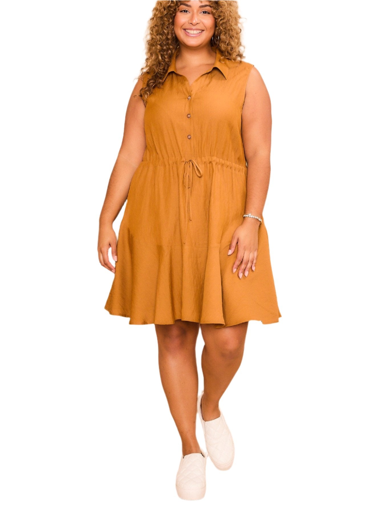 Collar V-Neck Sleeveless Mini Dress