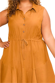 Collar V-Neck Sleeveless Mini Dress