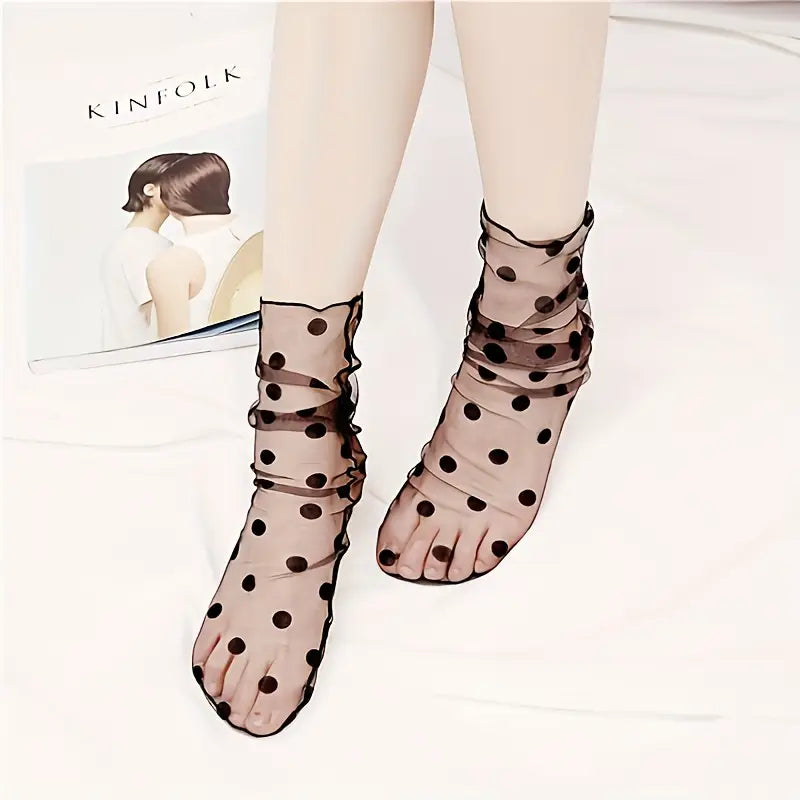 Sheer Polka Dot Mesh Socks