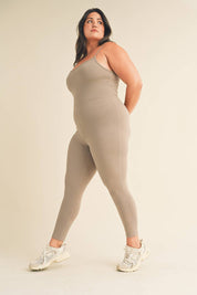 Plus Taupe Body Hugging 7/8 Length Jumpsuit