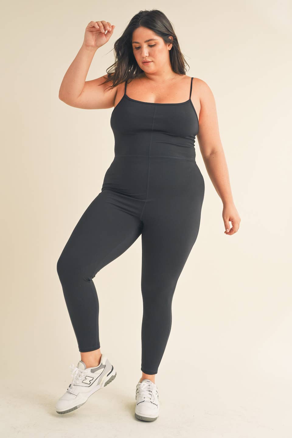 Plus Black Body Hugging 7/8 Length Jumpsuit