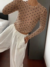 Sheer Polka Dot Mesh Top