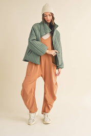 Sage Classic Silhouette Quilted Jacket