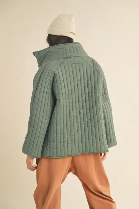 Sage Classic Silhouette Quilted Jacket