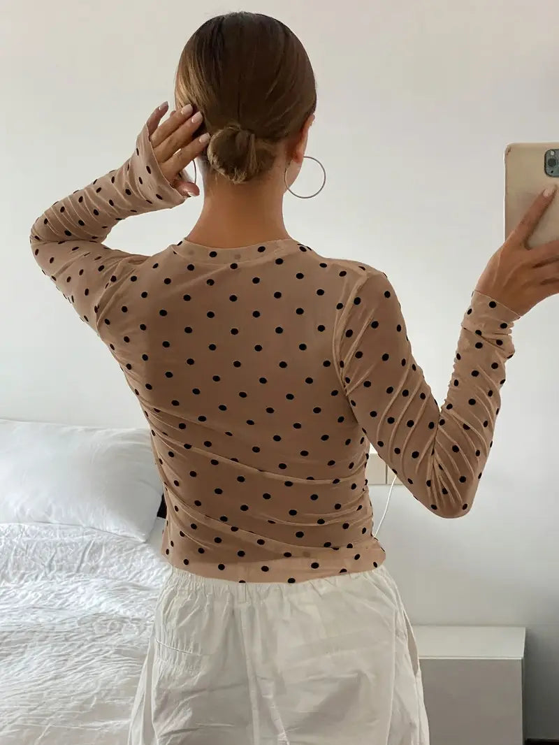 Sheer Polka Dot Mesh Top