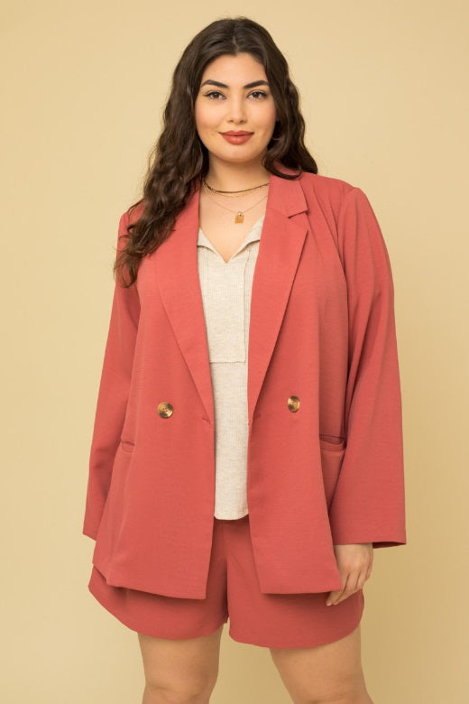 Plus Size Double Breasted Blazer