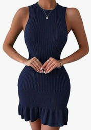 Ruffle Hem Bodycon Tank Dress