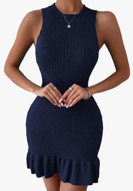 Ruffle Hem Bodycon Tank Dress