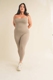 Plus Taupe Body Hugging 7/8 Length Jumpsuit